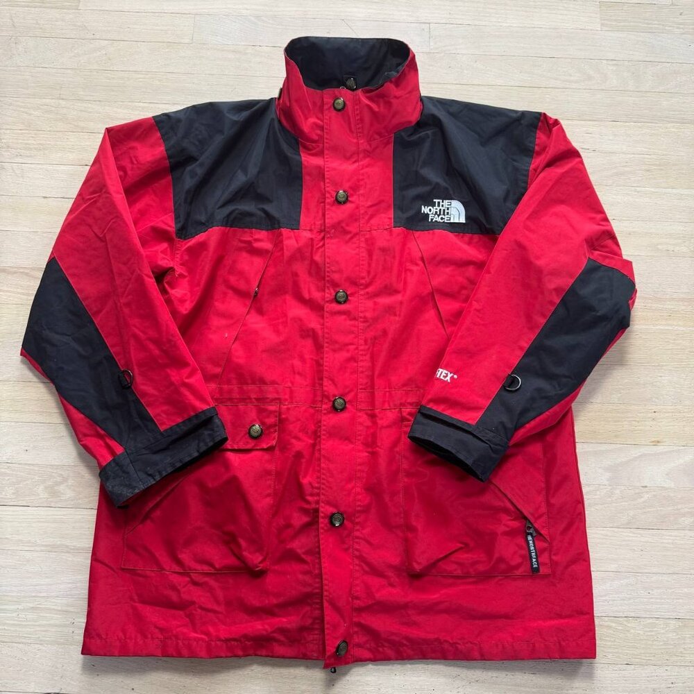 VTG North Face Gore Tex Jacket Red Black Mens Large L Waterproof Outdoor Coat